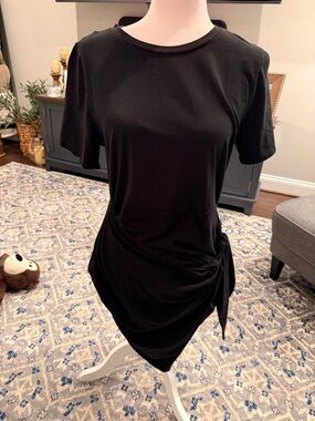a new day Black Short Sleeve Dress with Side Tie Detail